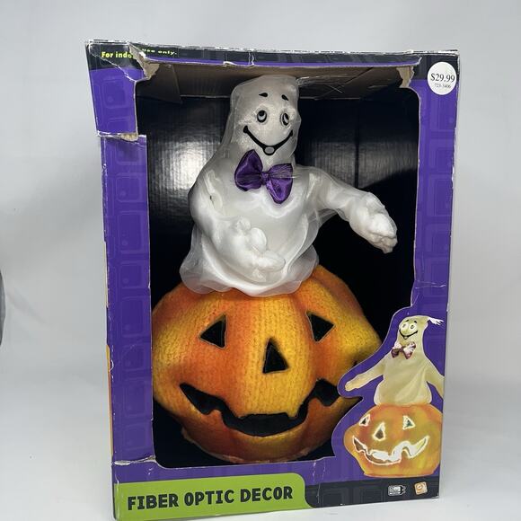 2004 Gemmy Halloween Fiber Optic LED Ghost In Jack O Lantern In Box Pumpkin Derp - Picture 15 of 15